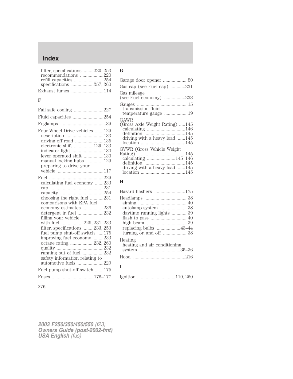 Index | FORD 2003 F-550 v.5 User Manual | Page 276 / 280