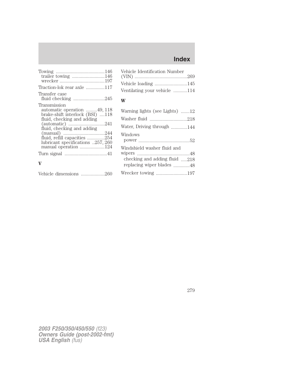 Index | FORD 2003 F-550 v.5 User Manual | Page 279 / 280