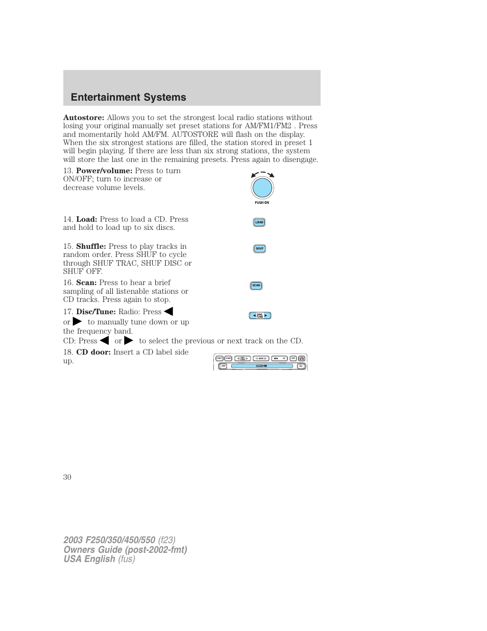Entertainment systems | FORD 2003 F-550 v.5 User Manual | Page 30 / 280