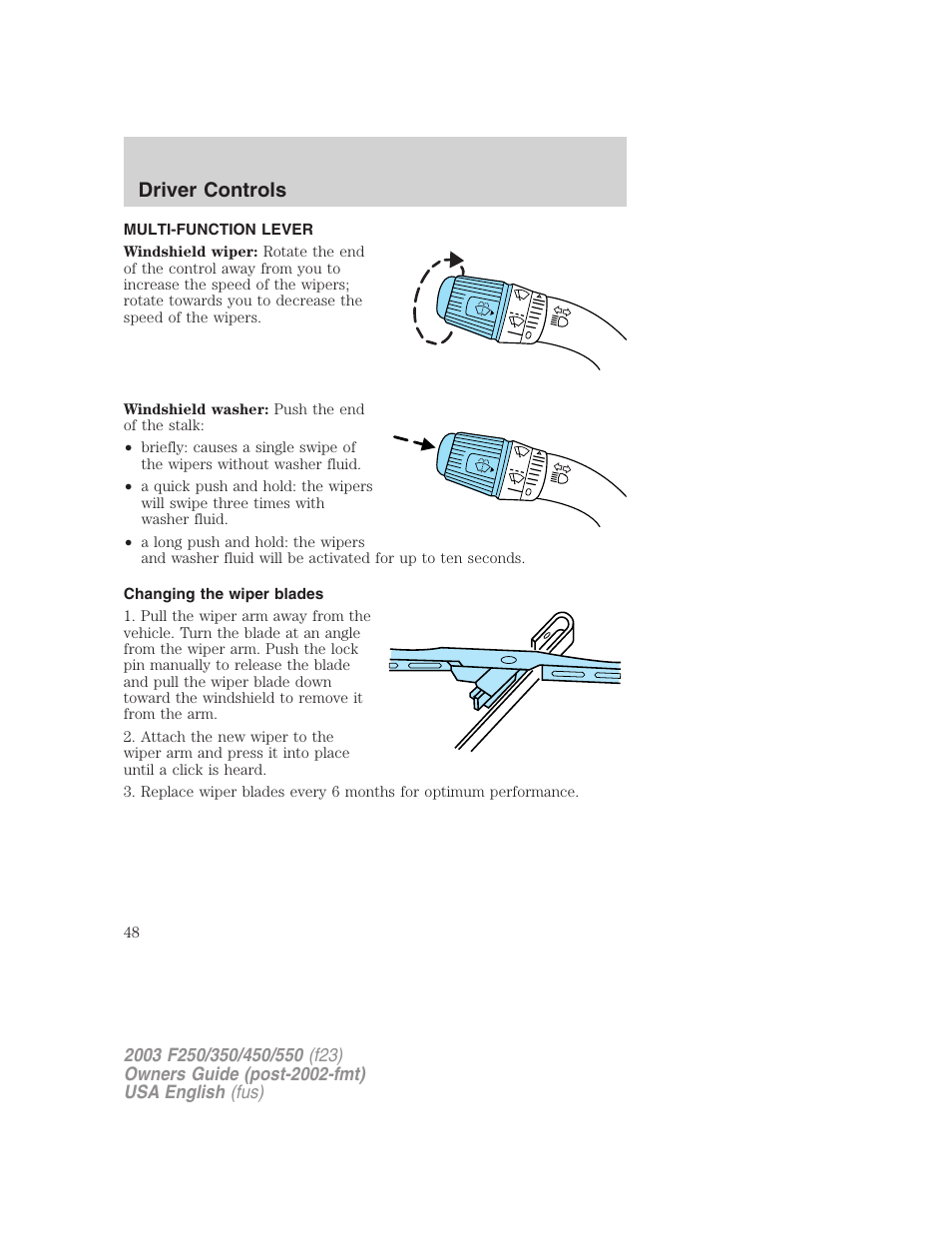 Driver controls | FORD 2003 F-550 v.5 User Manual | Page 48 / 280