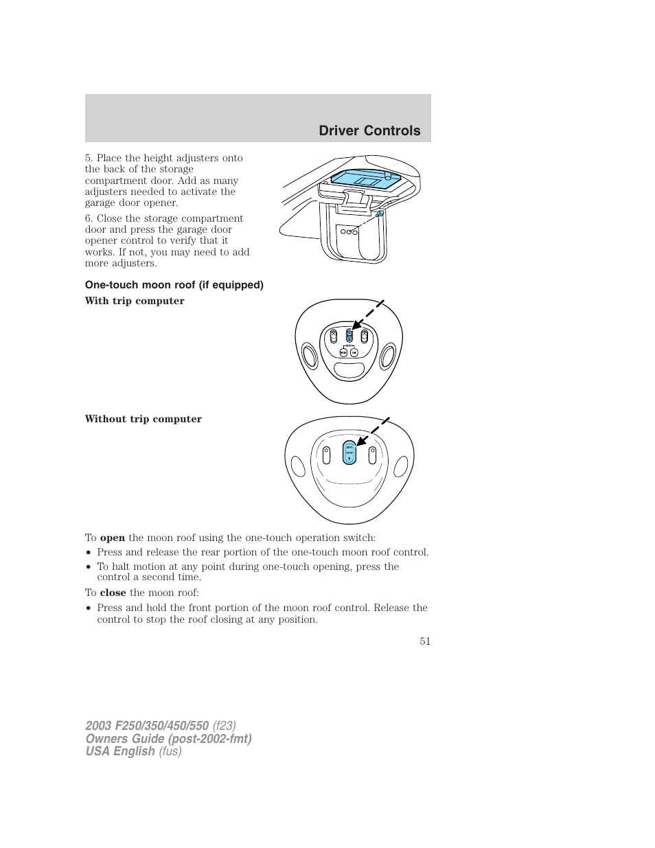 Driver controls | FORD 2003 F-550 v.5 User Manual | Page 51 / 280
