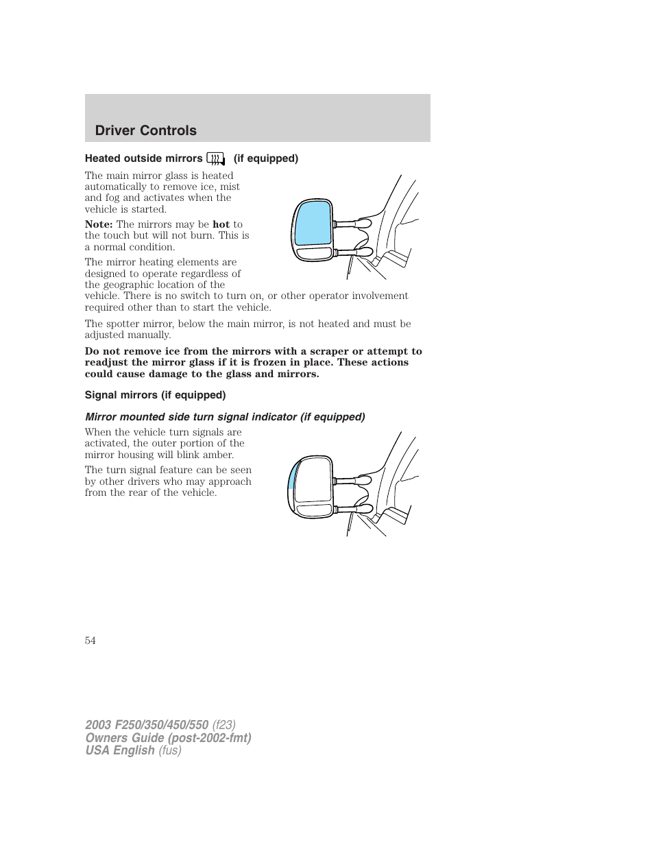 Driver controls | FORD 2003 F-550 v.5 User Manual | Page 54 / 280