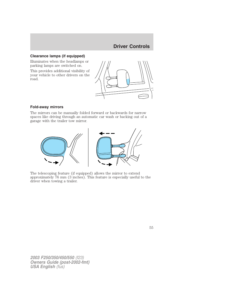 Driver controls | FORD 2003 F-550 v.5 User Manual | Page 55 / 280