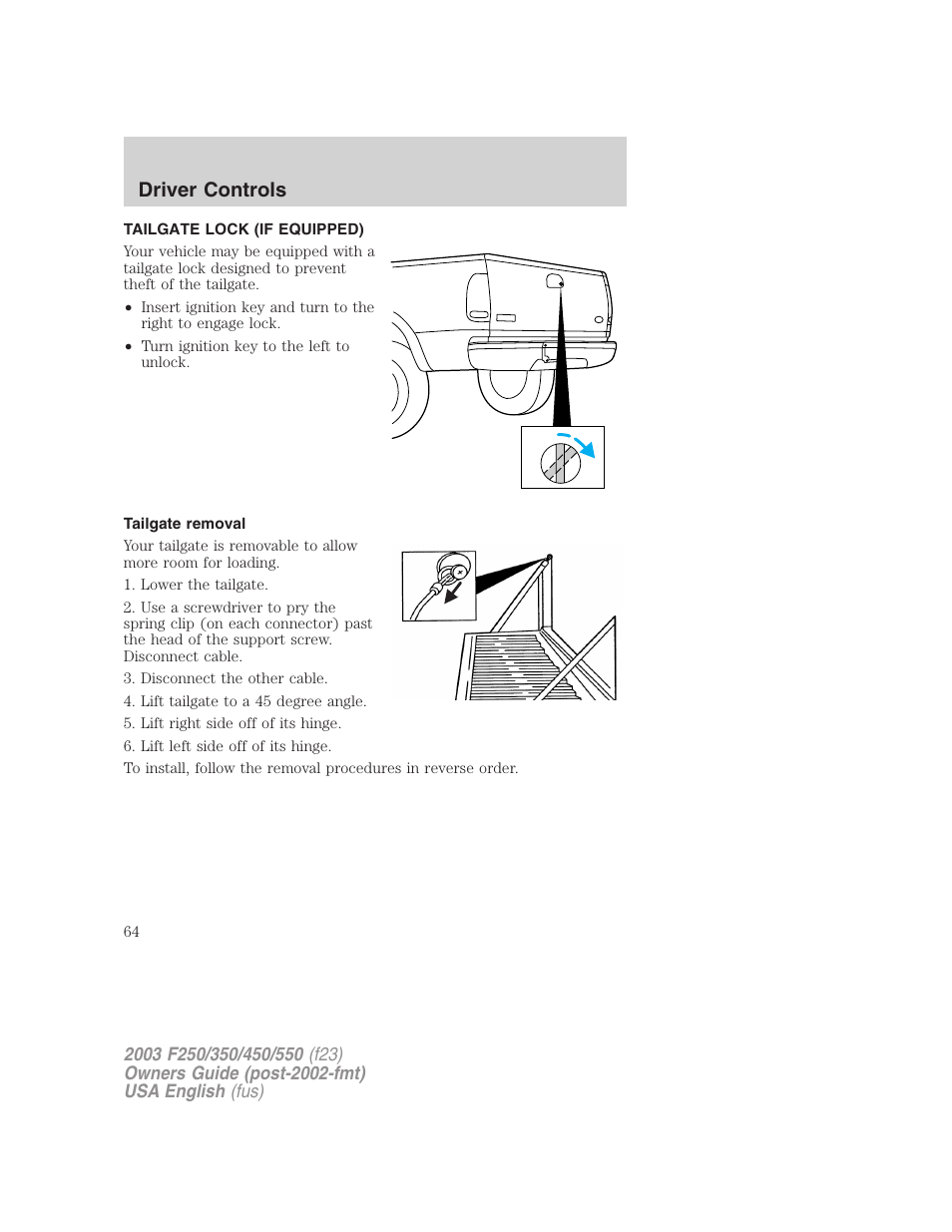 Driver controls | FORD 2003 F-550 v.5 User Manual | Page 64 / 280