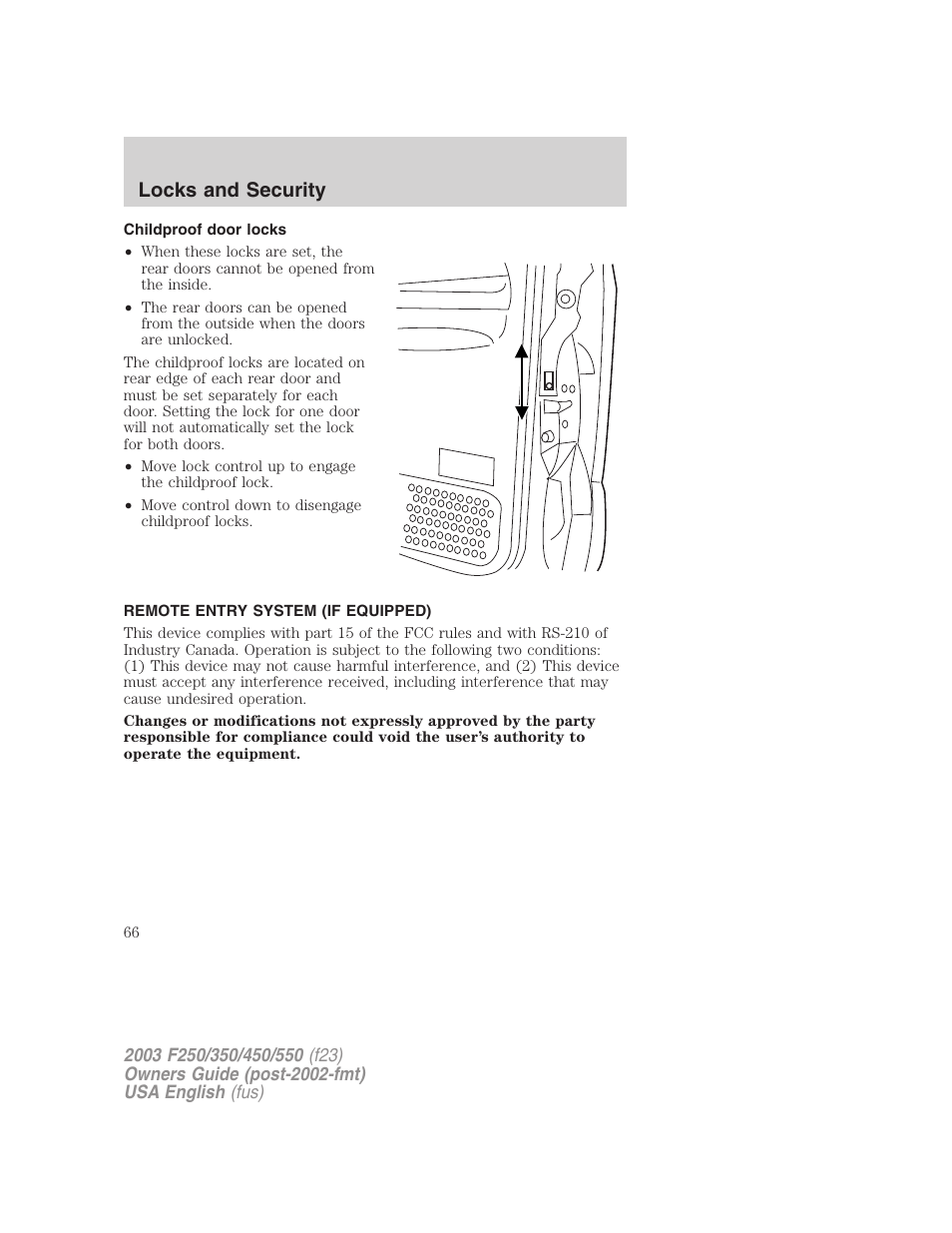 Locks and security | FORD 2003 F-550 v.5 User Manual | Page 66 / 280