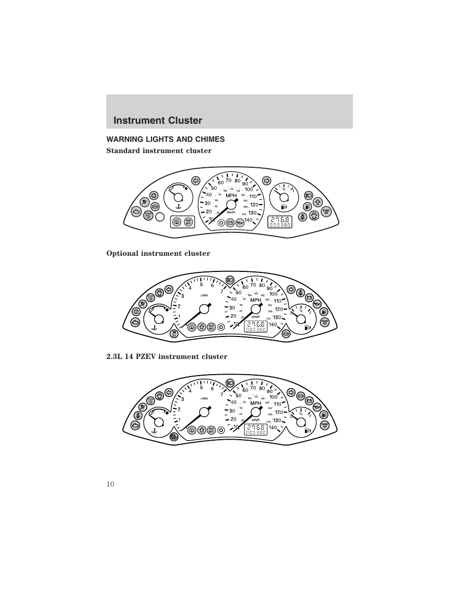 Instrument cluster | FORD 2003 Focus User Manual | Page 10 / 216