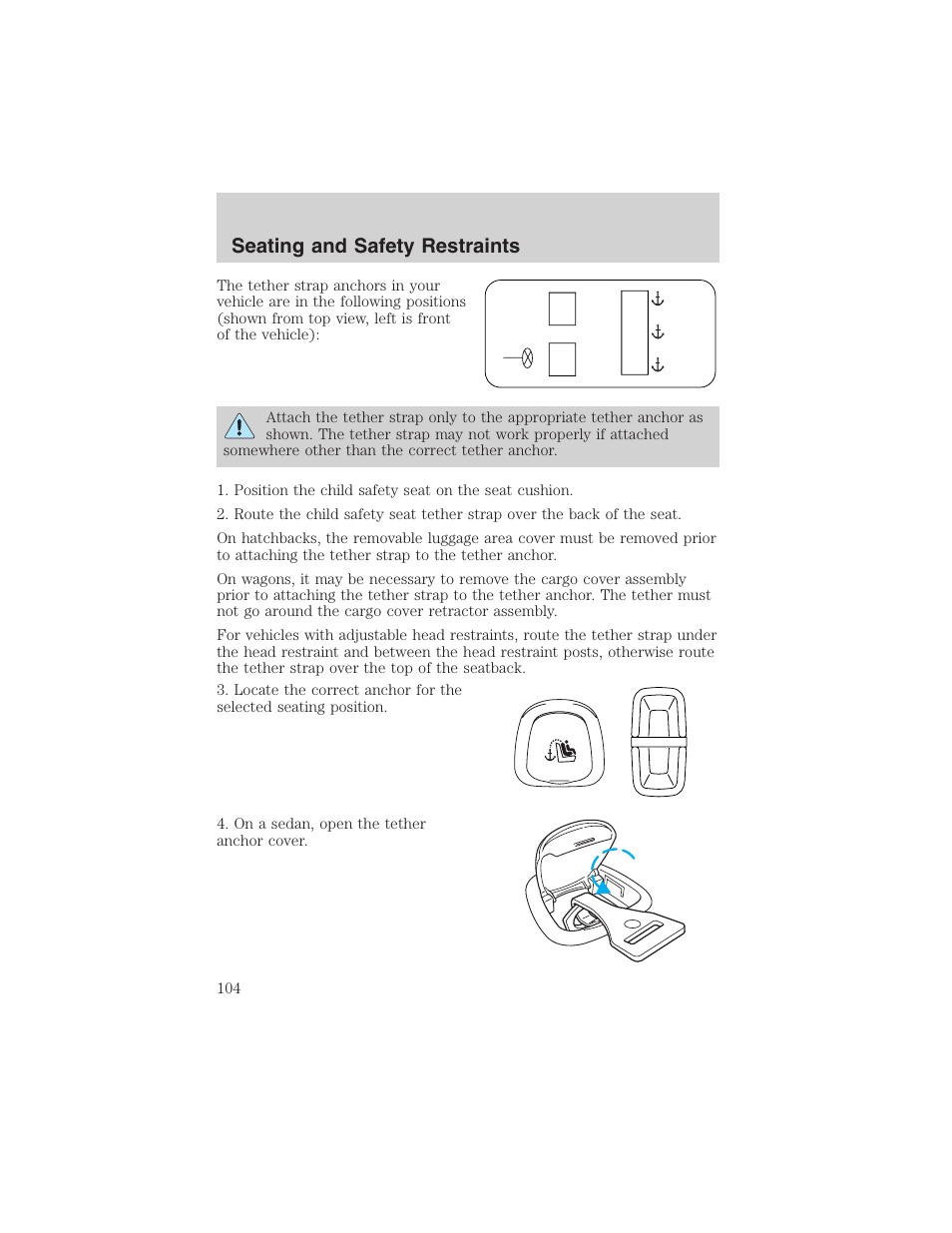 Seating and safety restraints | FORD 2003 Focus User Manual | Page 104 / 216