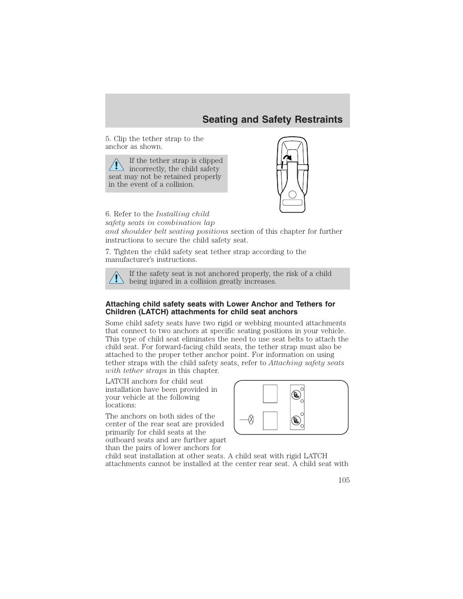 Seating and safety restraints | FORD 2003 Focus User Manual | Page 105 / 216