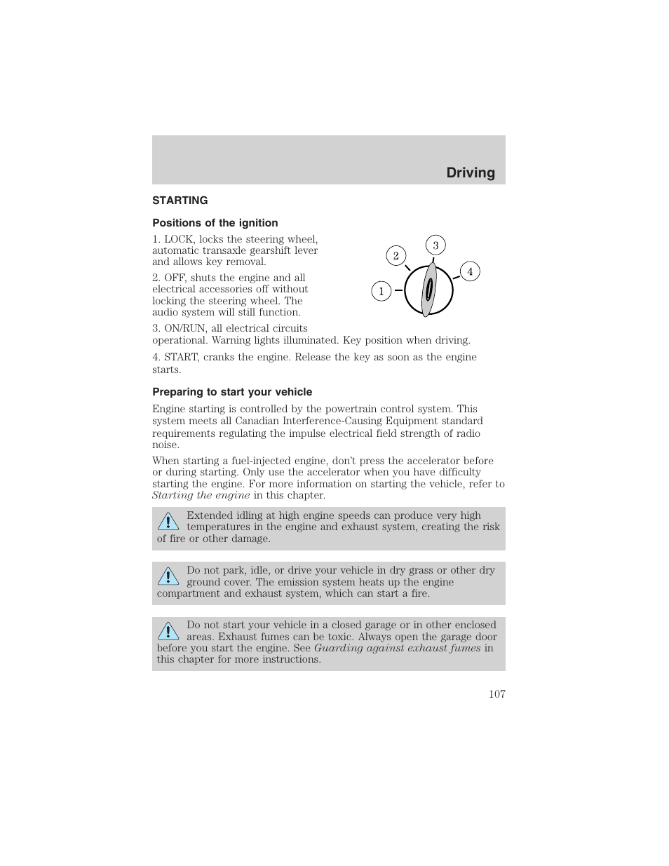 Driving | FORD 2003 Focus User Manual | Page 107 / 216