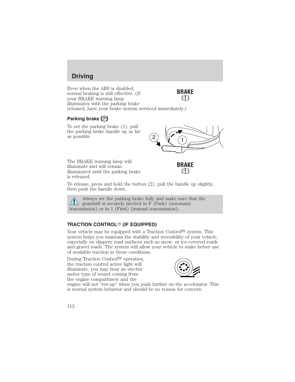 Driving | FORD 2003 Focus User Manual | Page 112 / 216