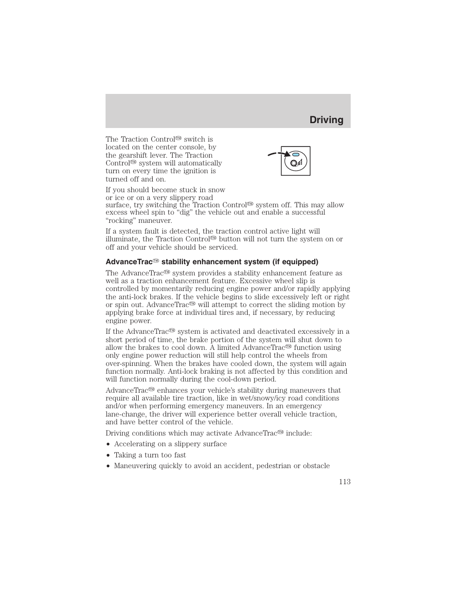 Driving | FORD 2003 Focus User Manual | Page 113 / 216