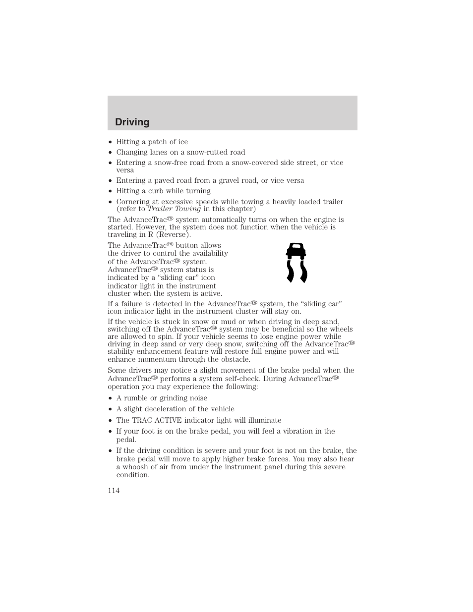 Driving | FORD 2003 Focus User Manual | Page 114 / 216
