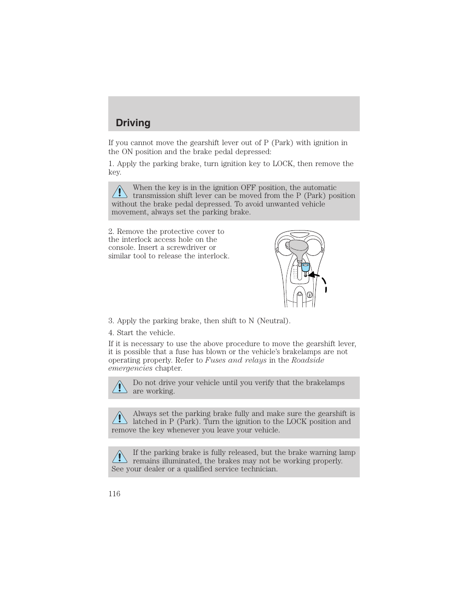 Driving | FORD 2003 Focus User Manual | Page 116 / 216