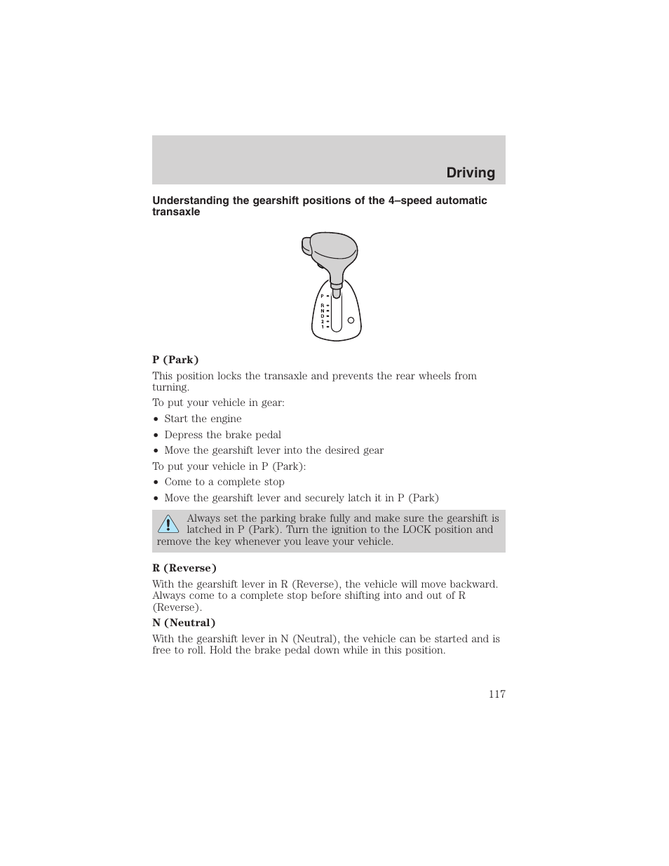 Driving | FORD 2003 Focus User Manual | Page 117 / 216