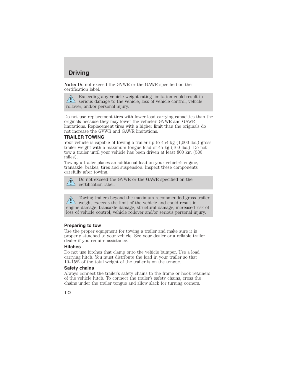 Driving | FORD 2003 Focus User Manual | Page 122 / 216