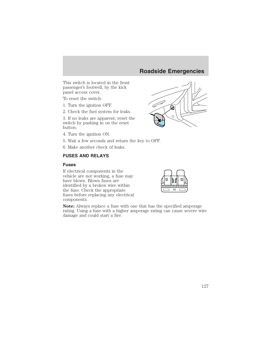 Roadside emergencies | FORD 2003 Focus User Manual | Page 127 / 216