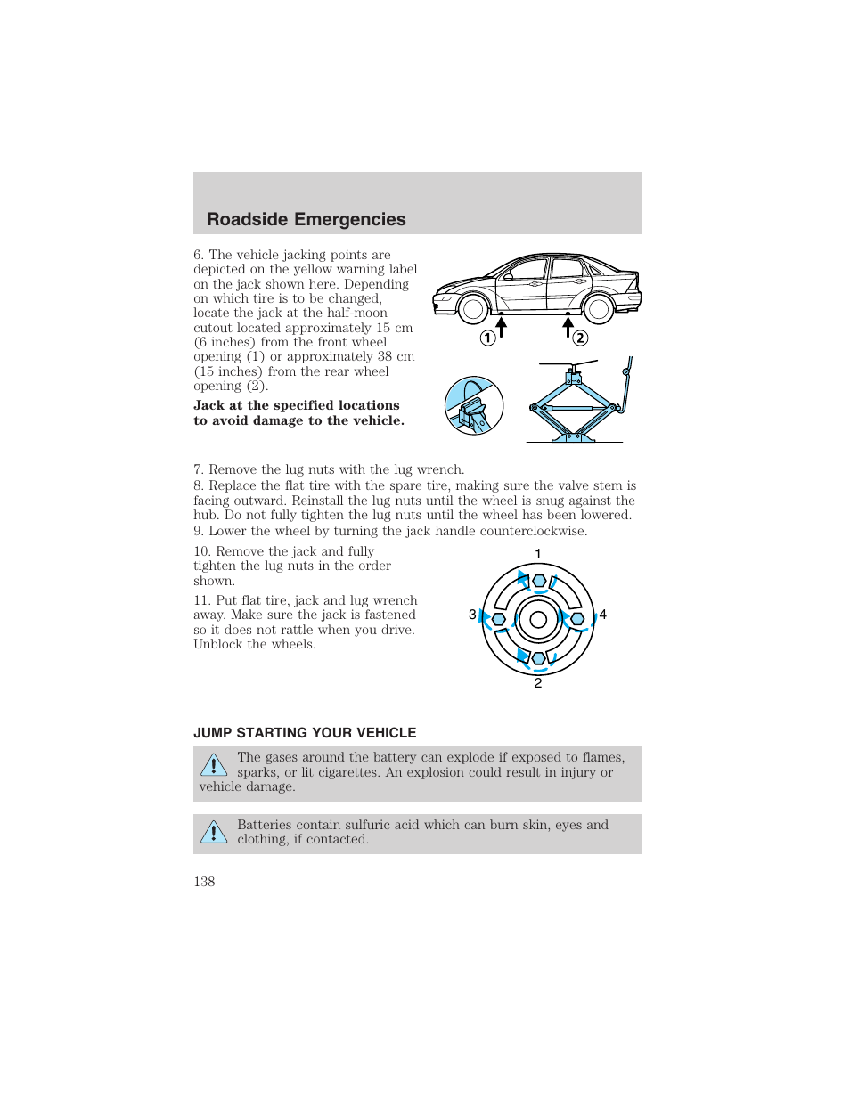 Roadside emergencies | FORD 2003 Focus User Manual | Page 138 / 216