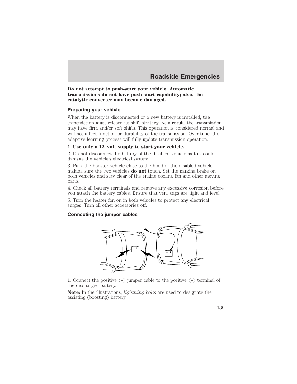 Roadside emergencies | FORD 2003 Focus User Manual | Page 139 / 216