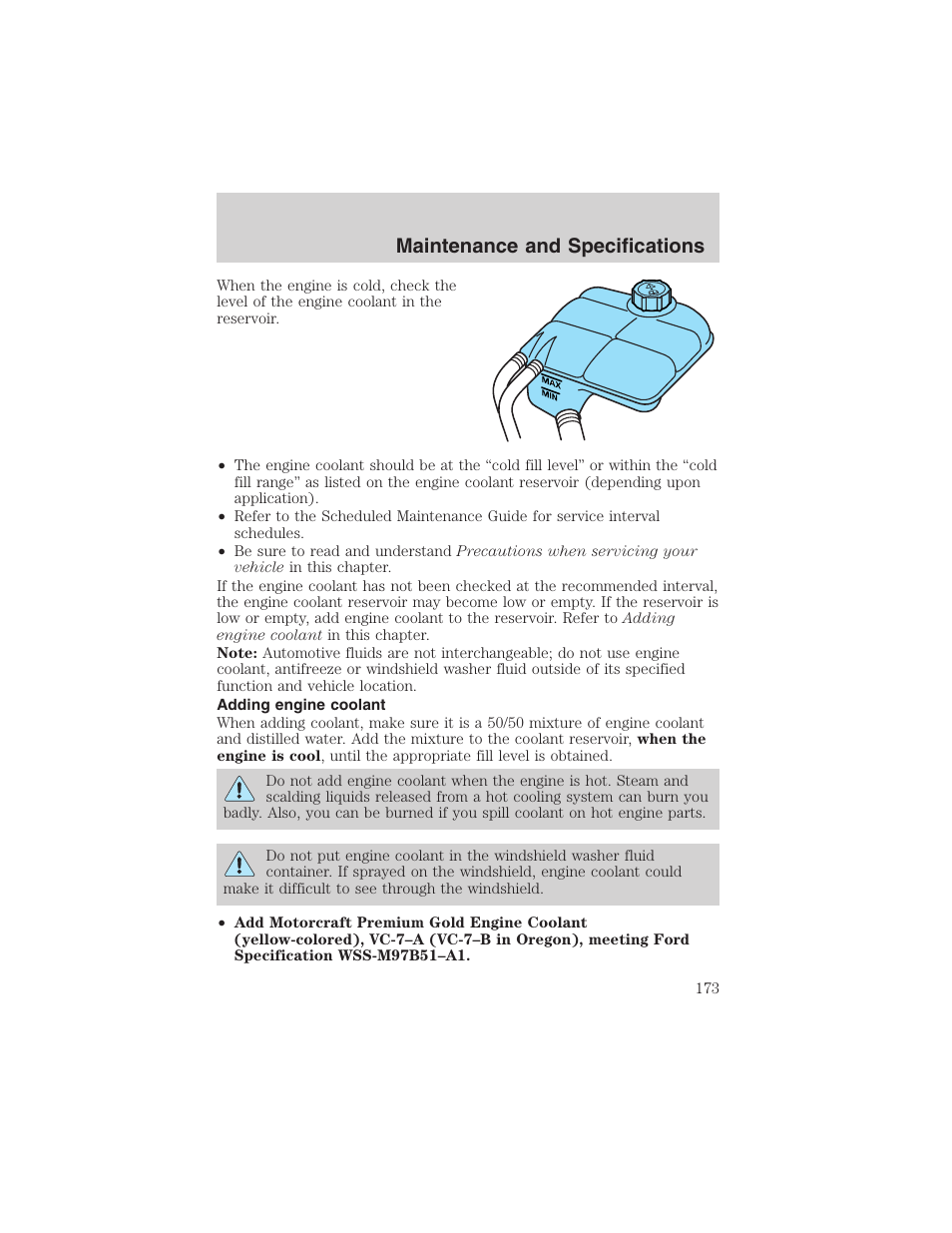 Maintenance and specifications | FORD 2003 Focus User Manual | Page 173 / 216