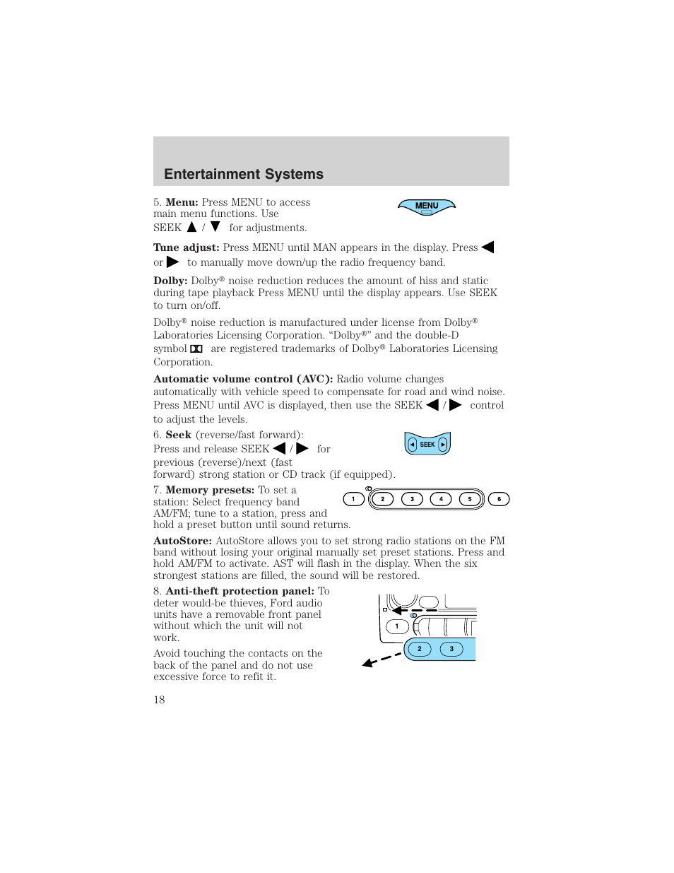 Entertainment systems | FORD 2003 Focus User Manual | Page 18 / 216
