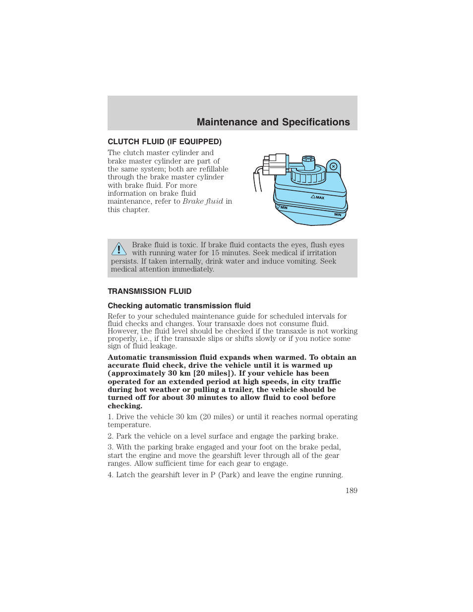 Maintenance and specifications | FORD 2003 Focus User Manual | Page 189 / 216