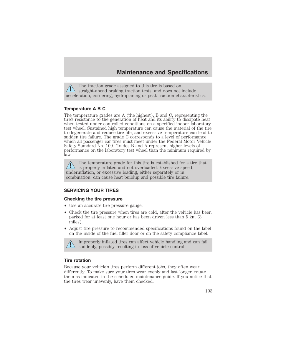 Maintenance and specifications | FORD 2003 Focus User Manual | Page 193 / 216