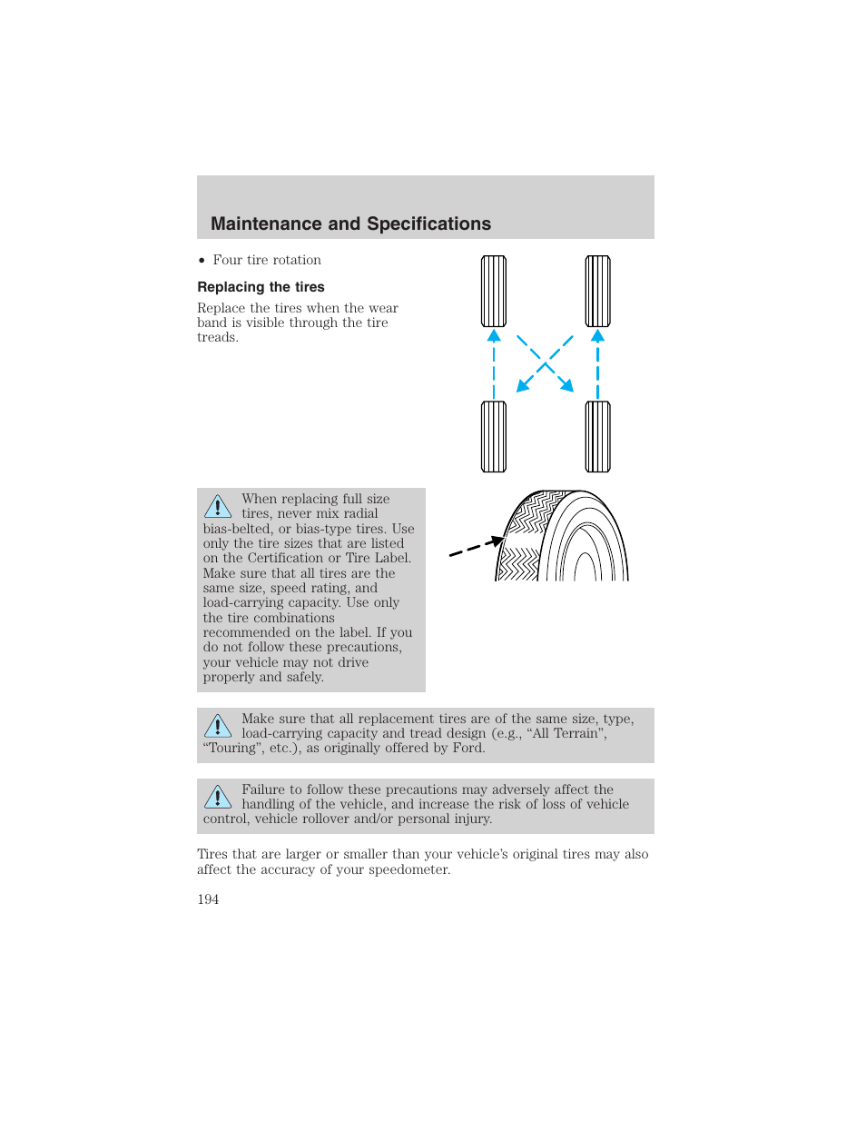 Maintenance and specifications | FORD 2003 Focus User Manual | Page 194 / 216