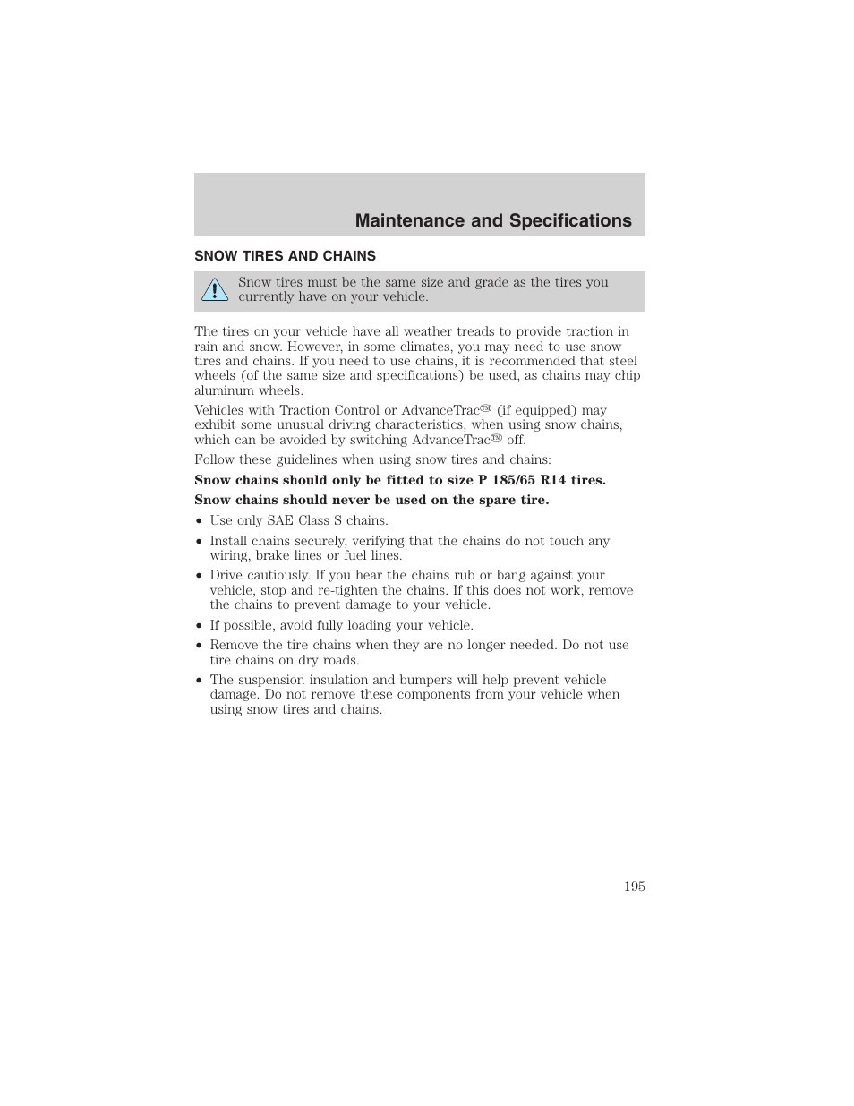 Maintenance and specifications | FORD 2003 Focus User Manual | Page 195 / 216