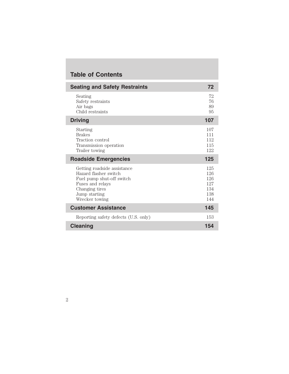 FORD 2003 Focus User Manual | Page 2 / 216