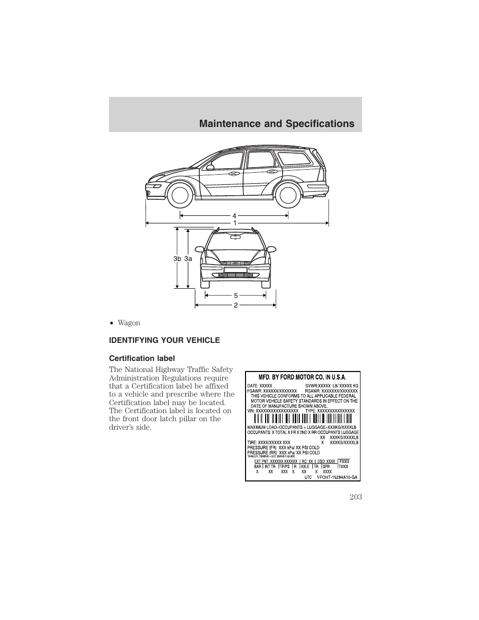 Maintenance and specifications | FORD 2003 Focus User Manual | Page 203 / 216