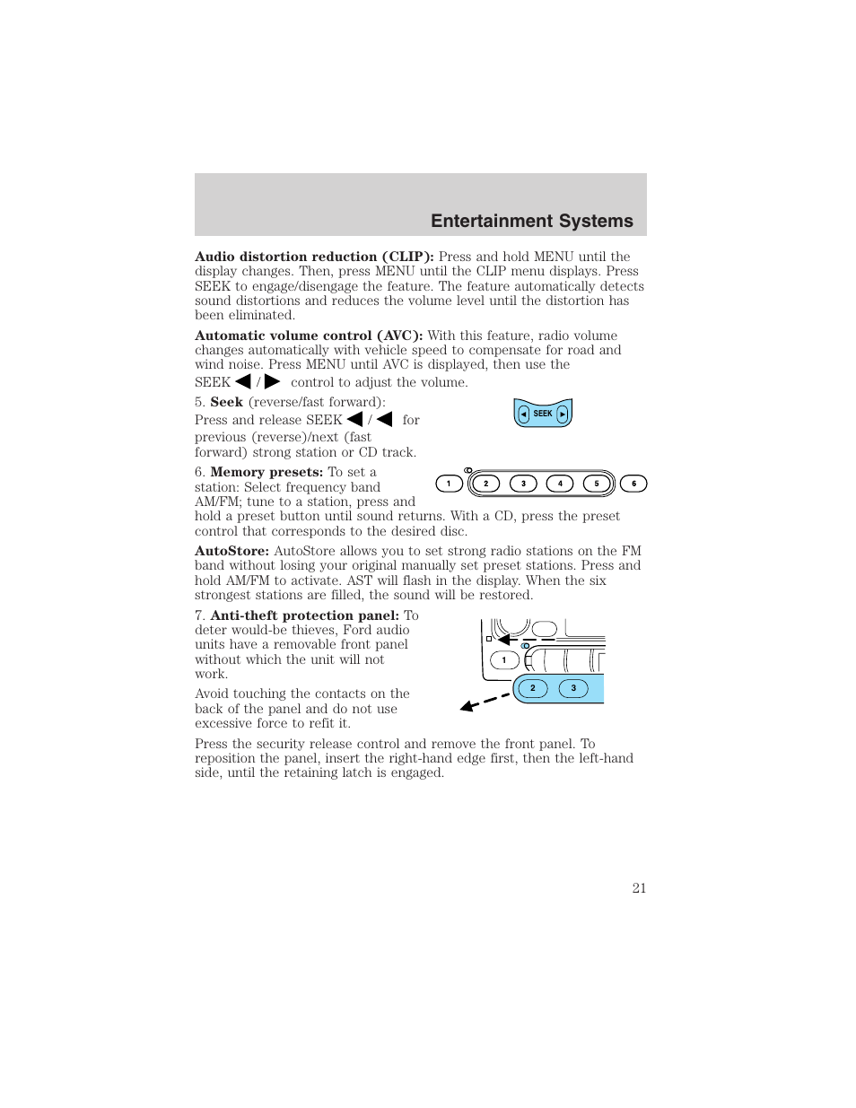 Entertainment systems | FORD 2003 Focus User Manual | Page 21 / 216