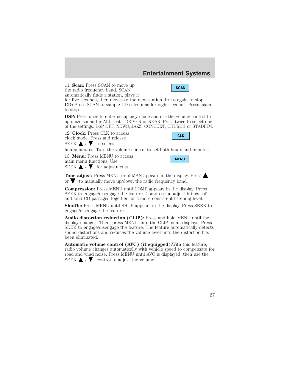 Entertainment systems | FORD 2003 Focus User Manual | Page 27 / 216
