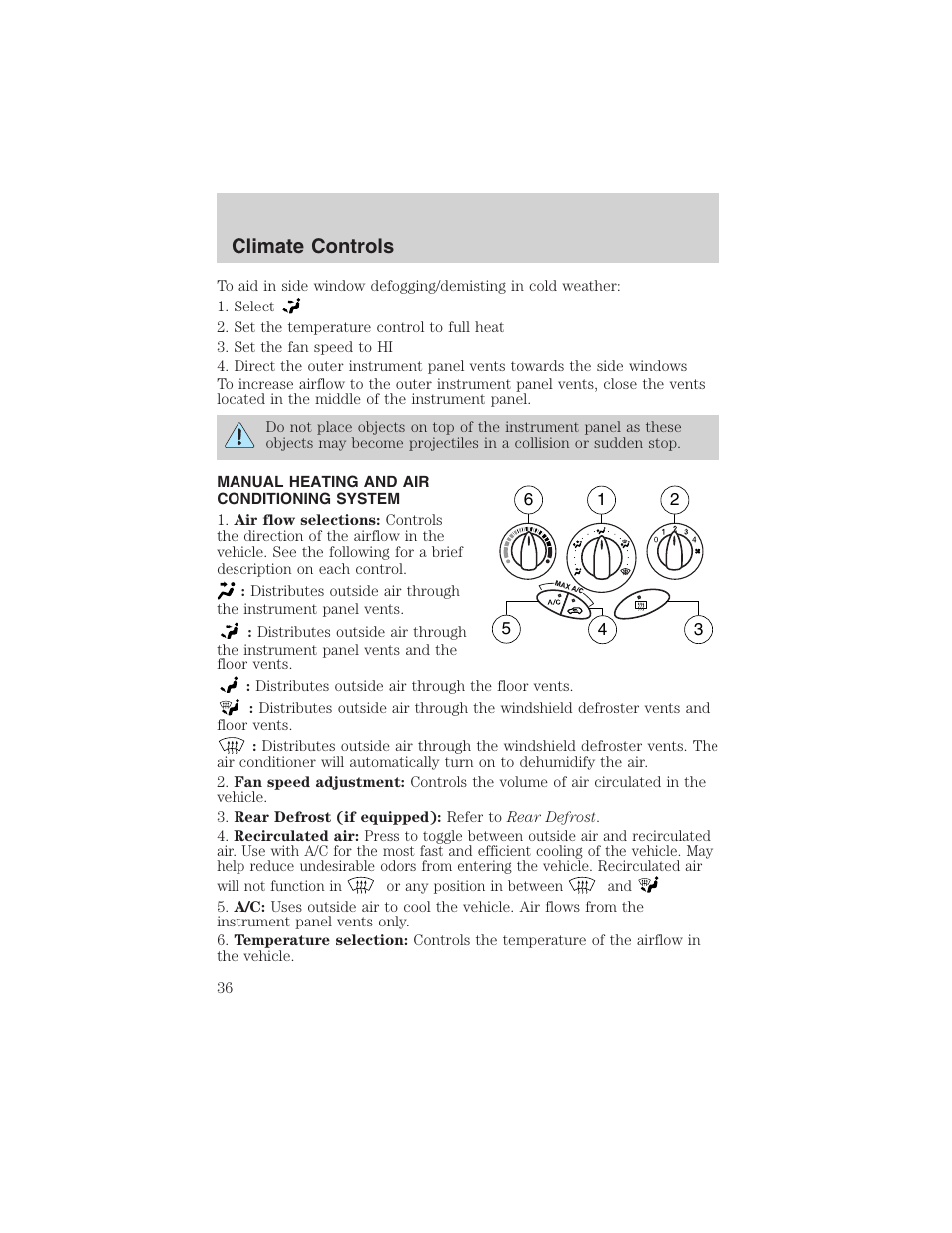 Climate controls | FORD 2003 Focus User Manual | Page 36 / 216