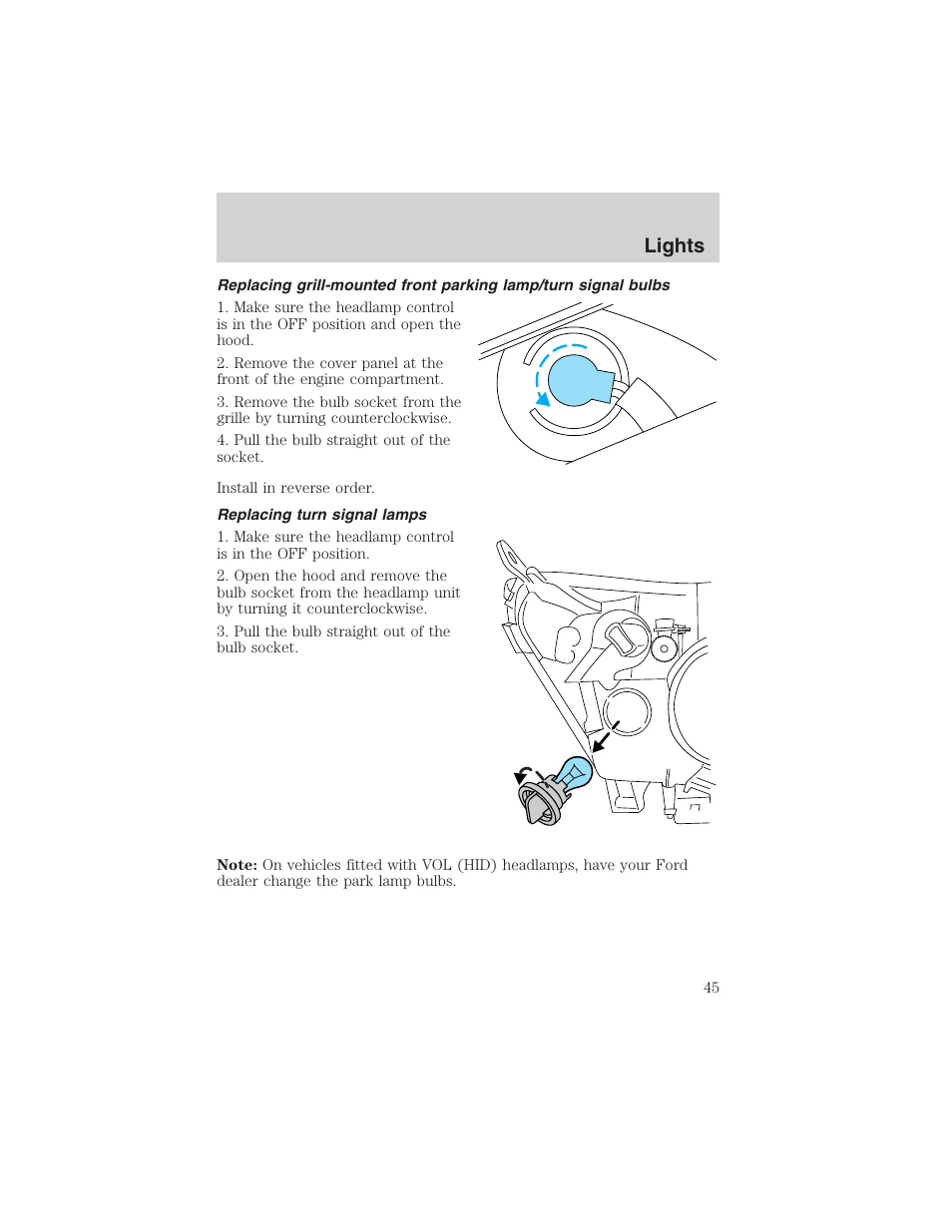 Lights | FORD 2003 Focus User Manual | Page 45 / 216