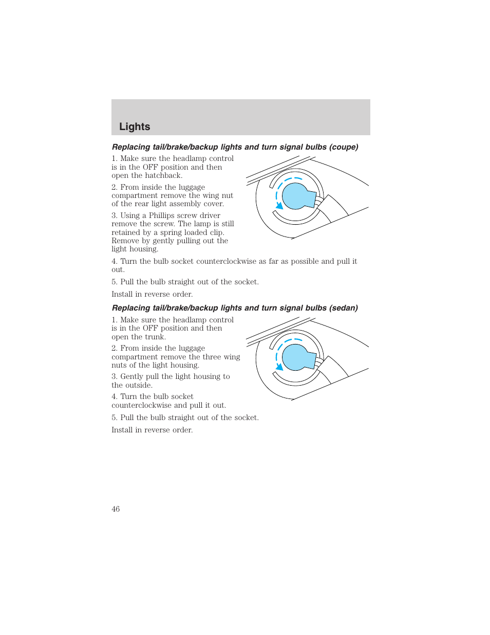 Lights | FORD 2003 Focus User Manual | Page 46 / 216