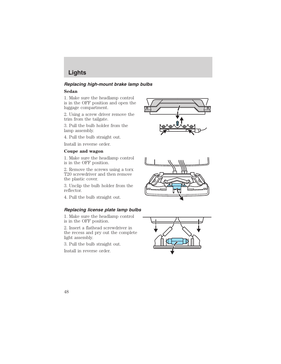 Lights | FORD 2003 Focus User Manual | Page 48 / 216