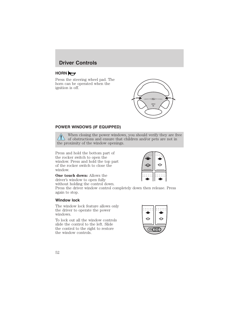 Driver controls | FORD 2003 Focus User Manual | Page 52 / 216