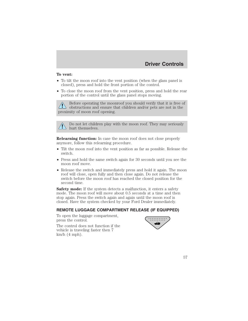 Driver controls | FORD 2003 Focus User Manual | Page 57 / 216