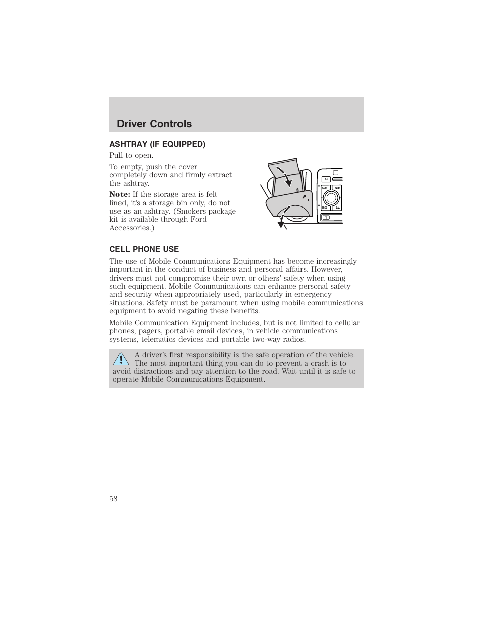 Driver controls | FORD 2003 Focus User Manual | Page 58 / 216