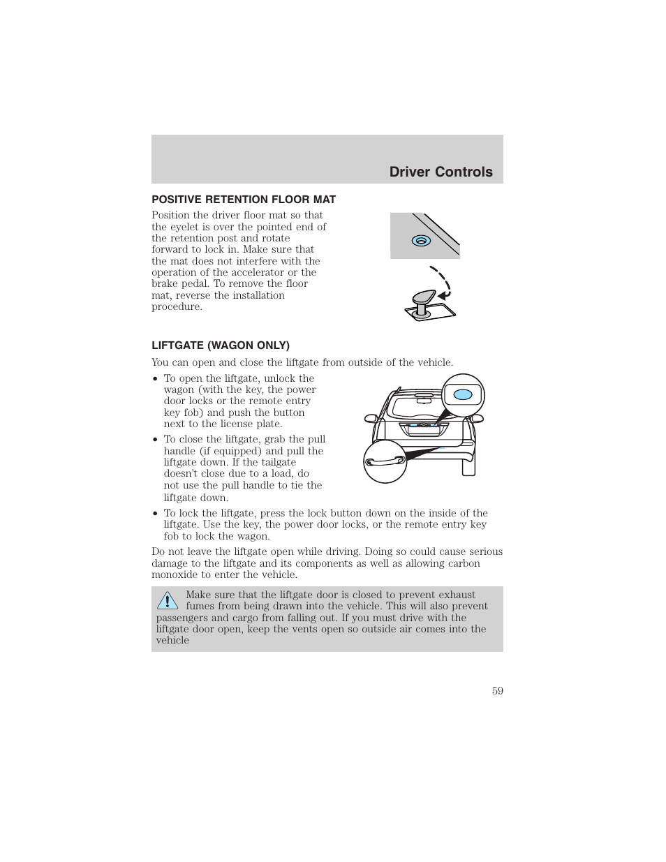 Driver controls | FORD 2003 Focus User Manual | Page 59 / 216