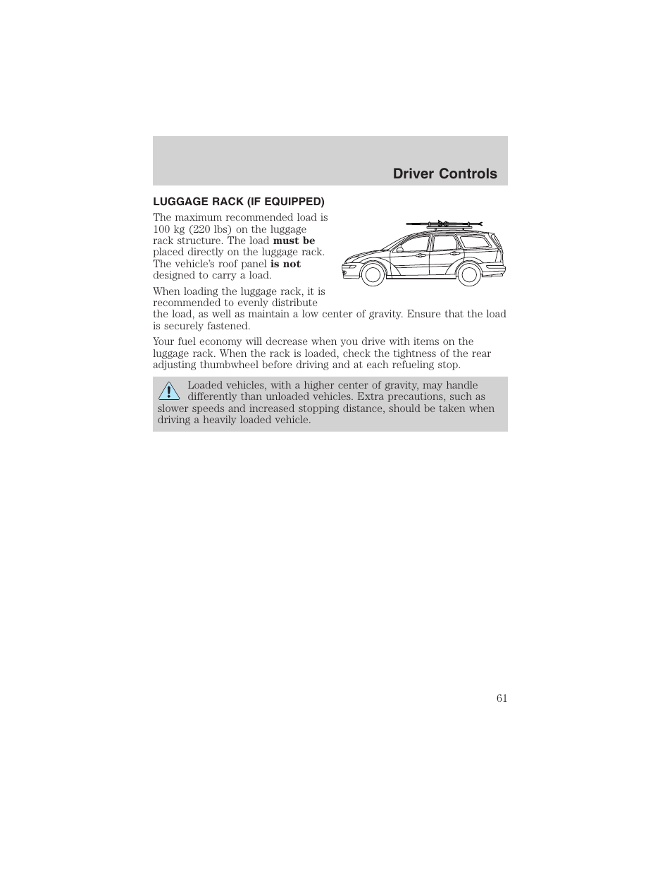 Driver controls | FORD 2003 Focus User Manual | Page 61 / 216