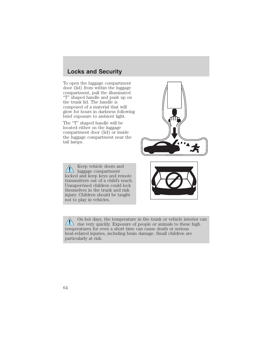 Locks and security | FORD 2003 Focus User Manual | Page 64 / 216