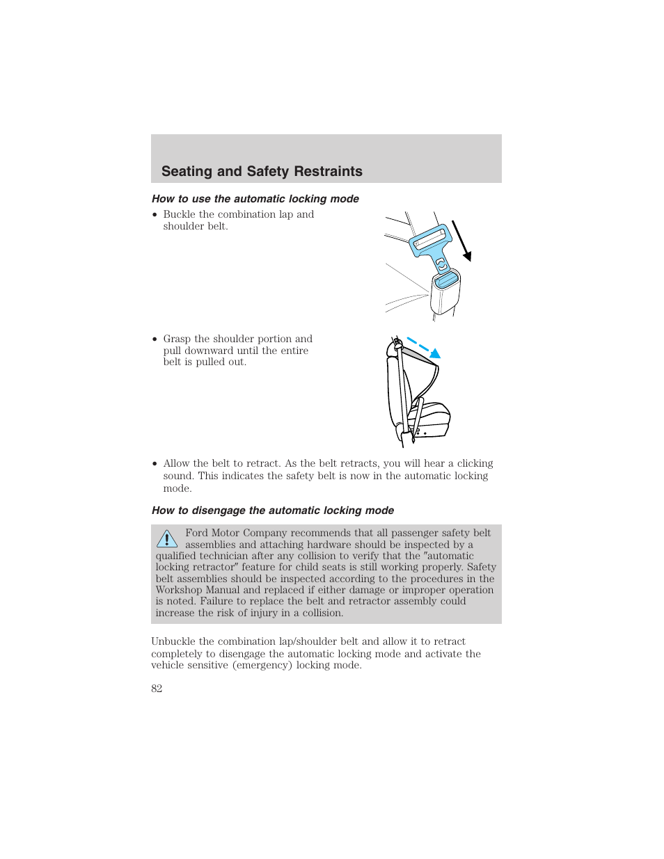 Seating and safety restraints | FORD 2003 Focus User Manual | Page 82 / 216