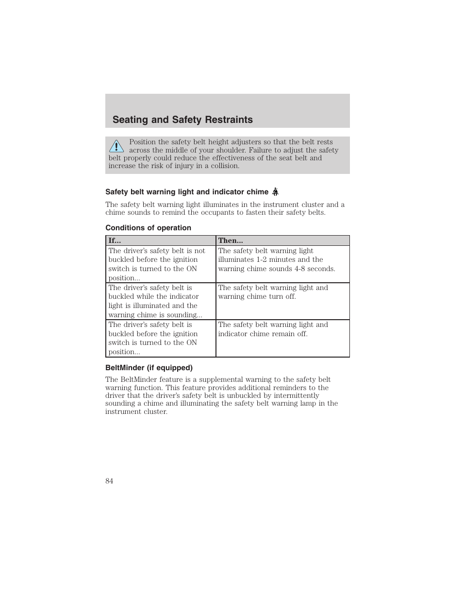 Seating and safety restraints | FORD 2003 Focus User Manual | Page 84 / 216