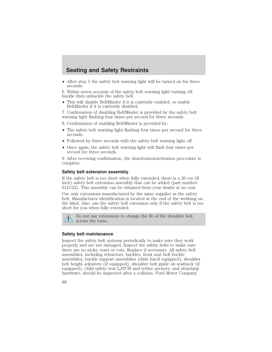 Seating and safety restraints | FORD 2003 Focus User Manual | Page 88 / 216