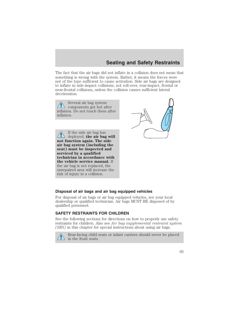 Seating and safety restraints | FORD 2003 Focus User Manual | Page 95 / 216