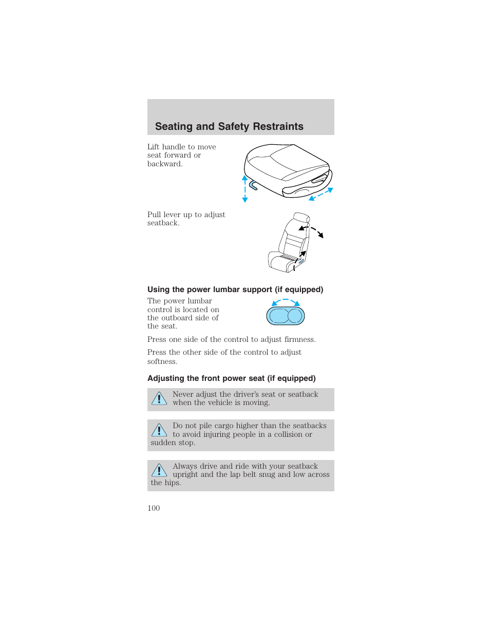 Seating and safety restraints | FORD 2003 Mustang v.1 User Manual | Page 100 / 256