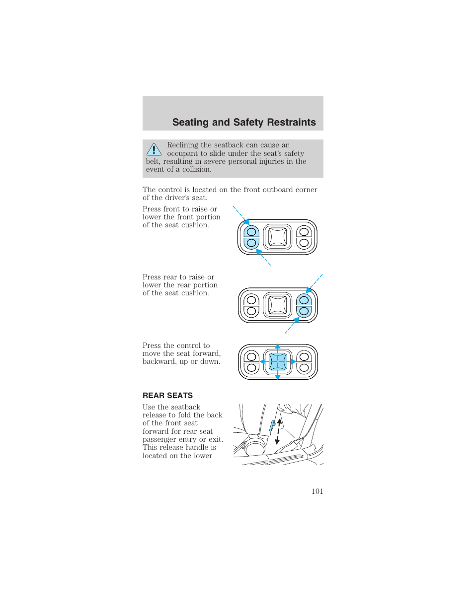 Seating and safety restraints | FORD 2003 Mustang v.1 User Manual | Page 101 / 256