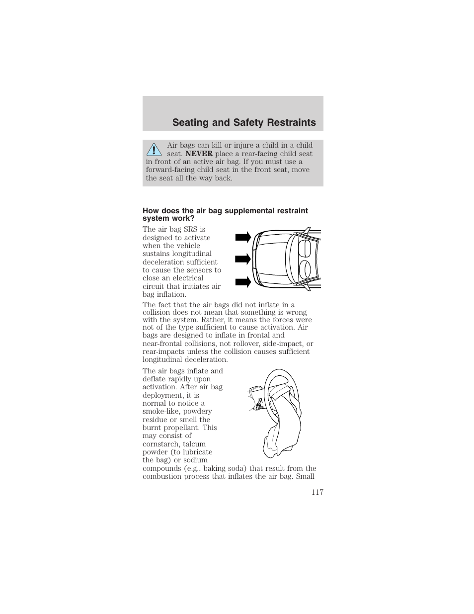 Seating and safety restraints | FORD 2003 Mustang v.1 User Manual | Page 117 / 256