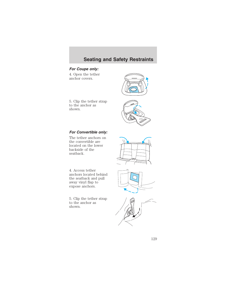 Seating and safety restraints | FORD 2003 Mustang v.1 User Manual | Page 129 / 256